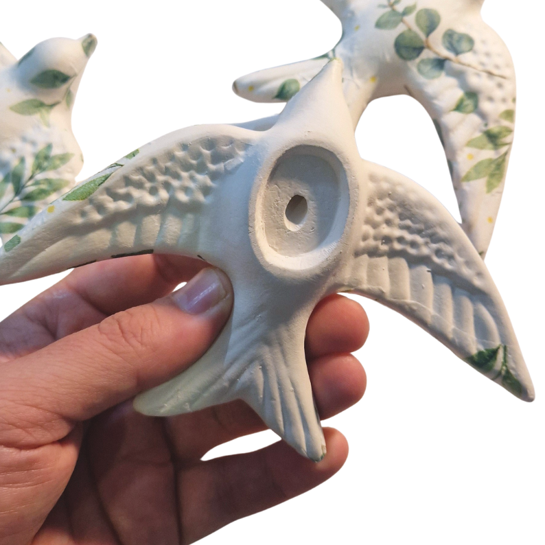 Conjunto de 3 Andorinhas de Cerâmica