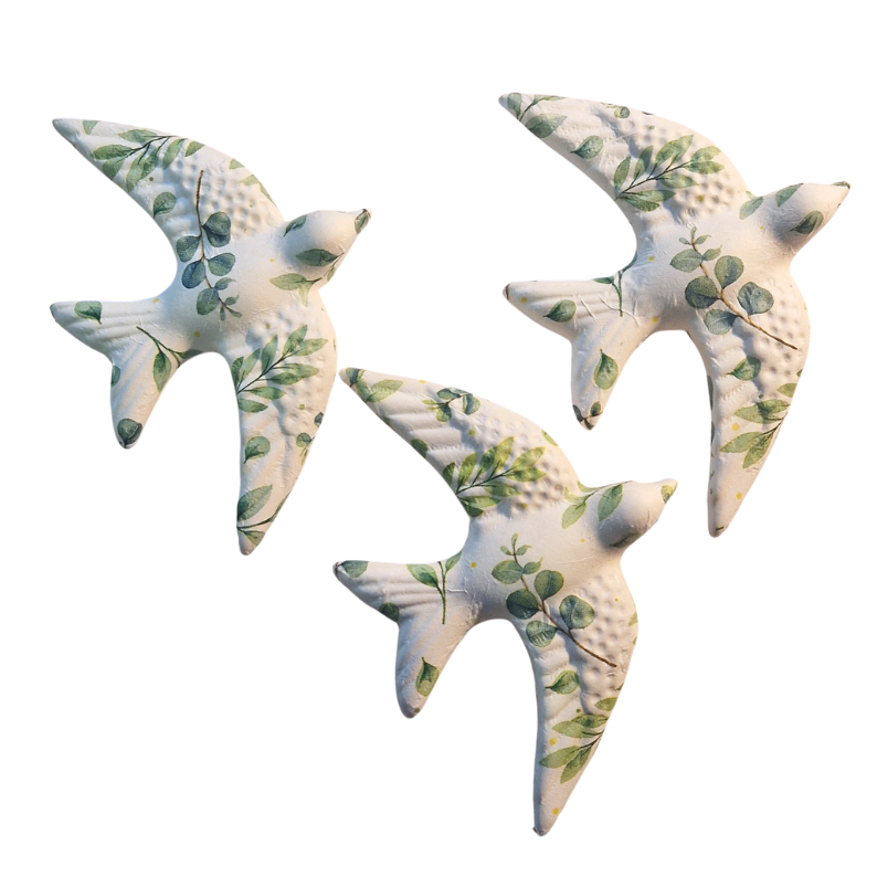 Conjunto de 3 Andorinhas de Cerâmica