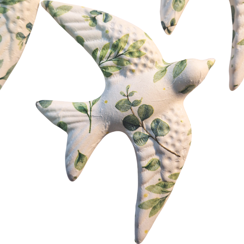 Conjunto de 3 Andorinhas de Cerâmica