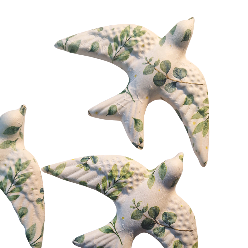 Conjunto de 3 Andorinhas de Cerâmica