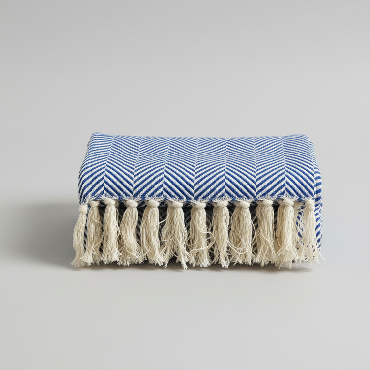 manta artesanal, em algodão, feita em portugal