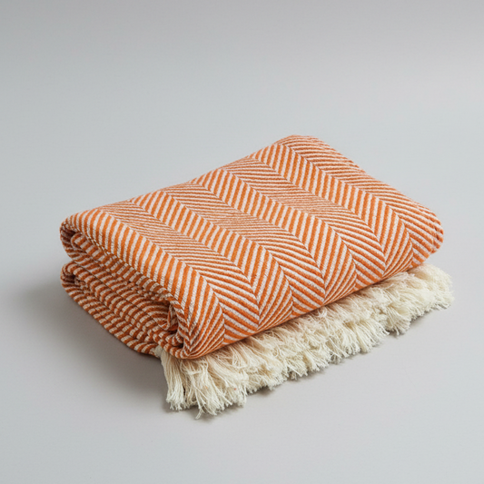 manta artesanal em algodão feita em portugal