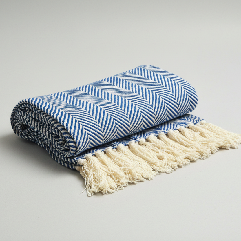 Manta artesanal, em Algodão, Feita em Portugal