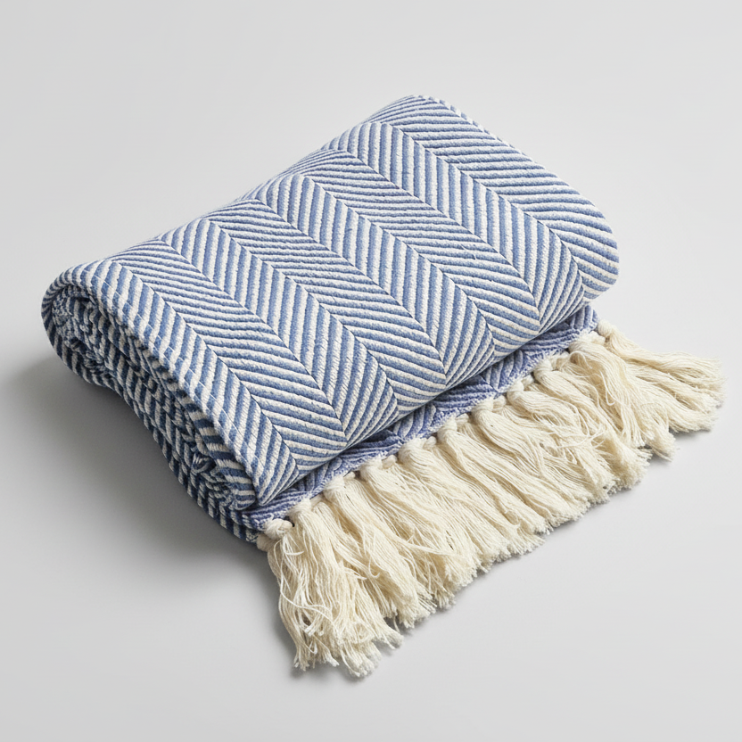 manta artesanal em algodão feita em portugal